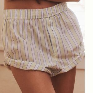 Anthropologie The Wren Boxer Pajama Boxers in Yellow Motif